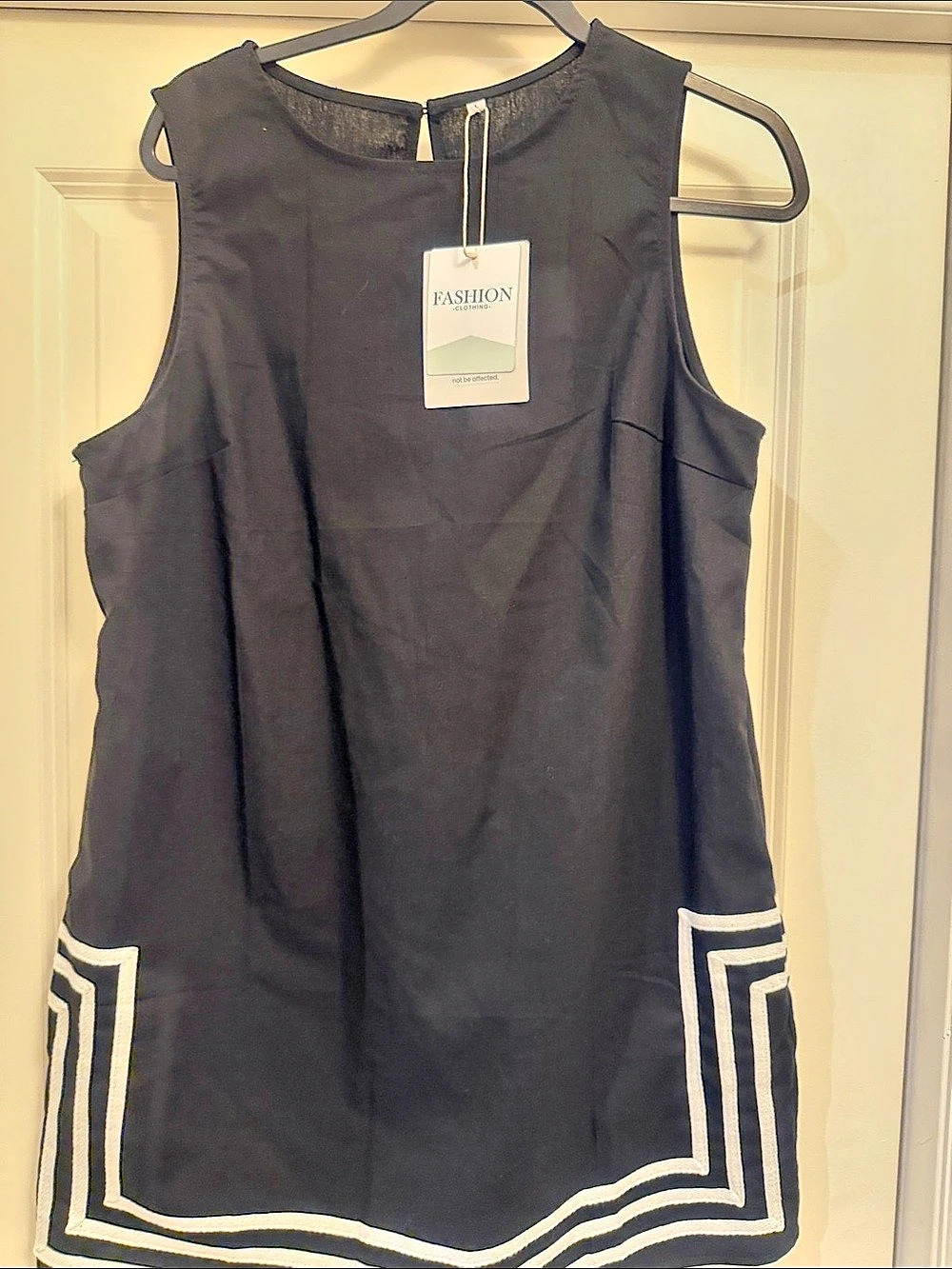 Geometric Trim Mini Dress in Black & White Size Large NWT